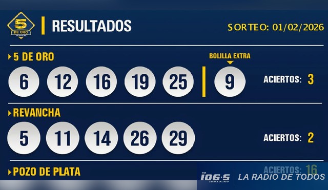 5 de oro ganadores