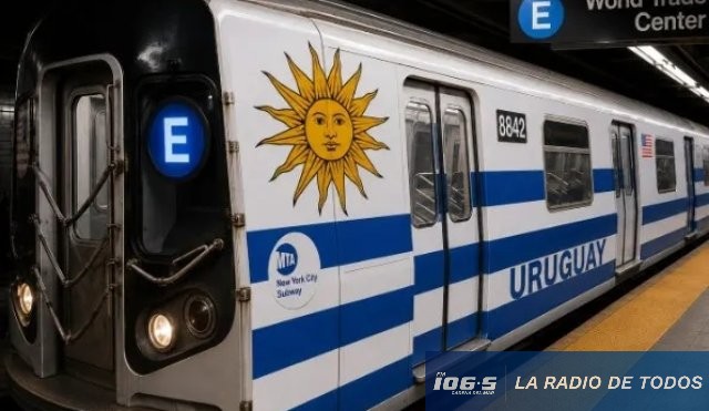 ¡De locos!: subte de Nueva York se vistió de celeste y la bandera de Uruguay ya recorre Manhattan.