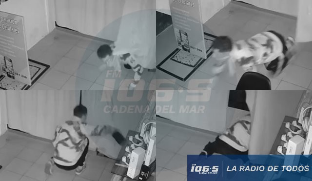 Maldonado: delincuente se arrastró por una hendidura en la puerta para robar un local de celulares.