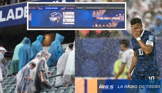 Mundial 2026: tormenta eléctrica obligó a suspender provisoriamente el partido entre Francia e Irak en Filadelfia.
