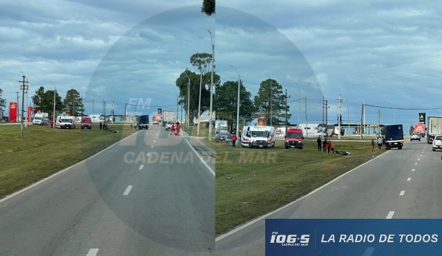 Ruta 39 (Maldonado): conductor de una motocicleta sufrió fractura costal tras colisionar contra un camión.