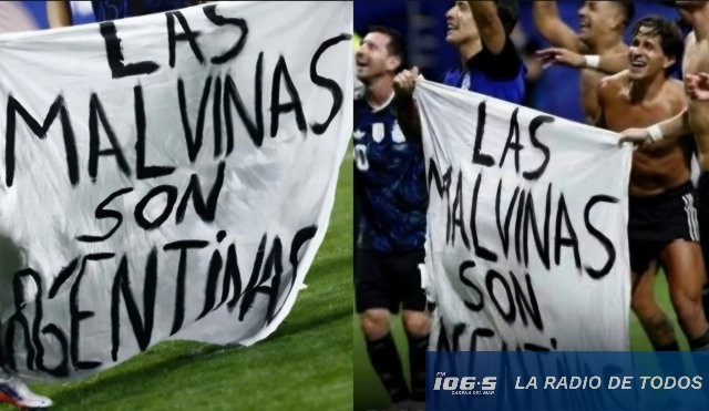 Clasificación (Argentina): bandera de islas Malvinas marcó el festejo.