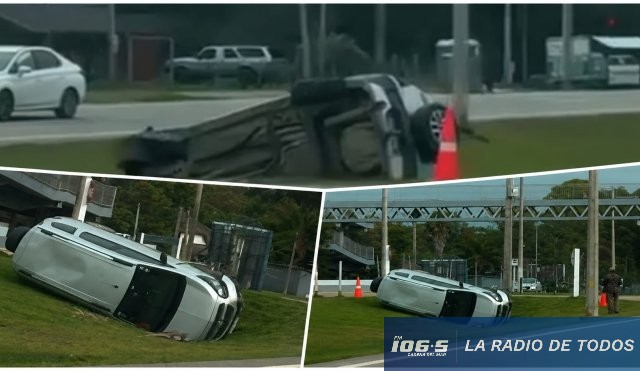 La Capuera (siniestro de tránsito): automóvil volcó en la Ruta Interbalnearia y dejó a dos personas lesionadas.