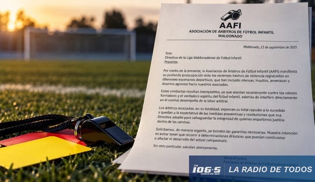 Árbitros de Fútbol Infantil (Maldonado): advierten ante medidas si no reciben garantías por  hechos de violencia.
