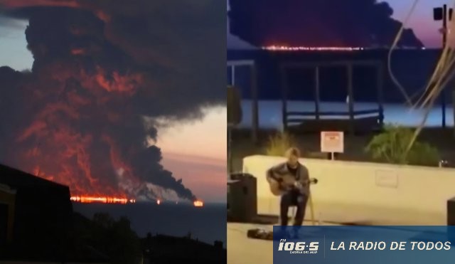 Petrolero en llamas
