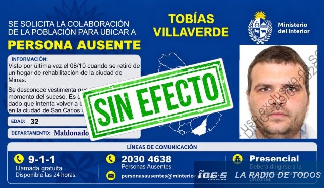 Tobías Villaverde ausente en buen estado