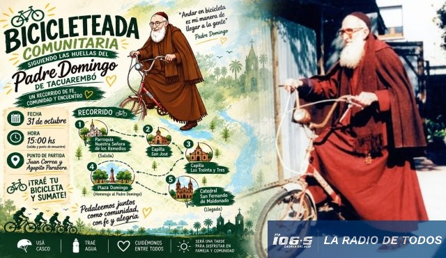 Movida Franciscana (Maldonado): jóvenes organizan bicicleteada en recuerdo del Padre Domingo.