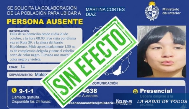 Apareció en buen estado de salud: Martina Cortes Díaz.