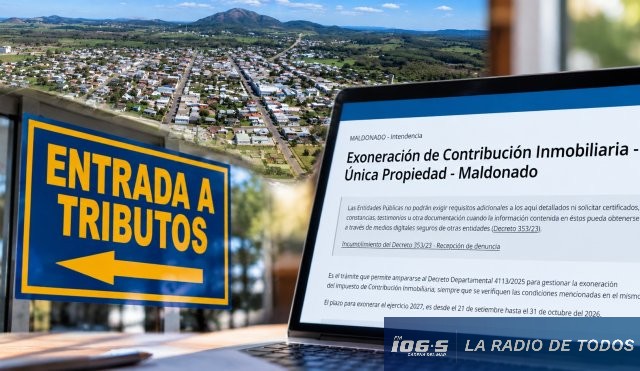 Contribución Inmobiliaria (Maldonado): El próximo 31 de octubre vence el plazo para su exoneración.
