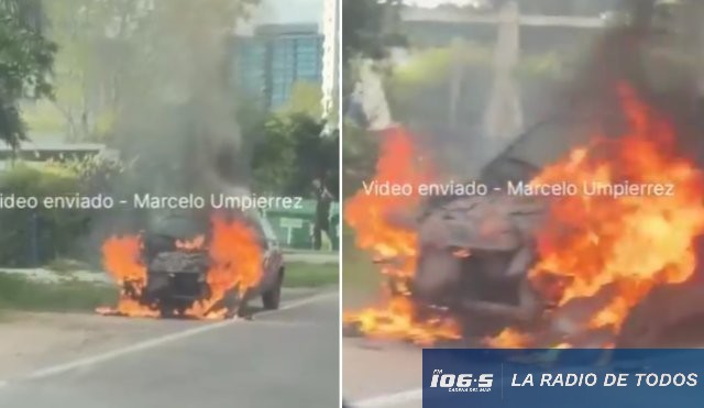 Incendio automotriz (Punta del Este): se incendió en plena vía pública sin registrar personas lesionadas.